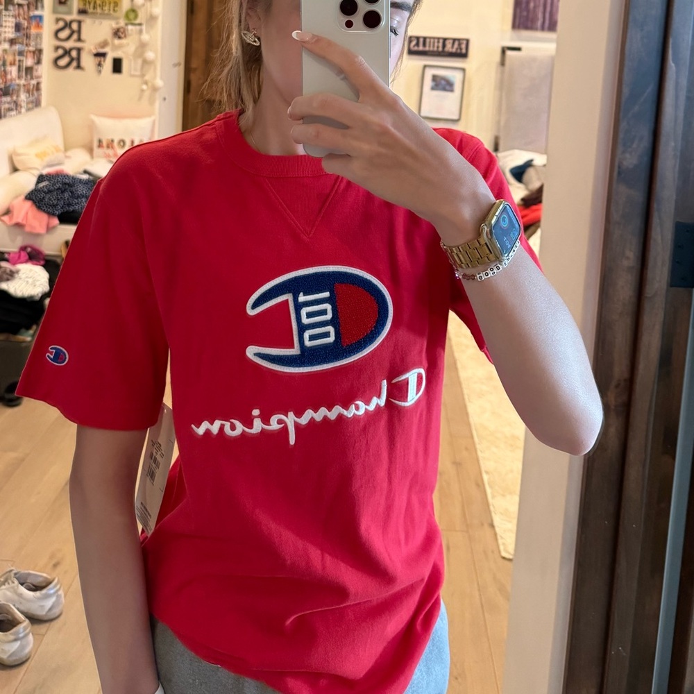 Red champion shirt